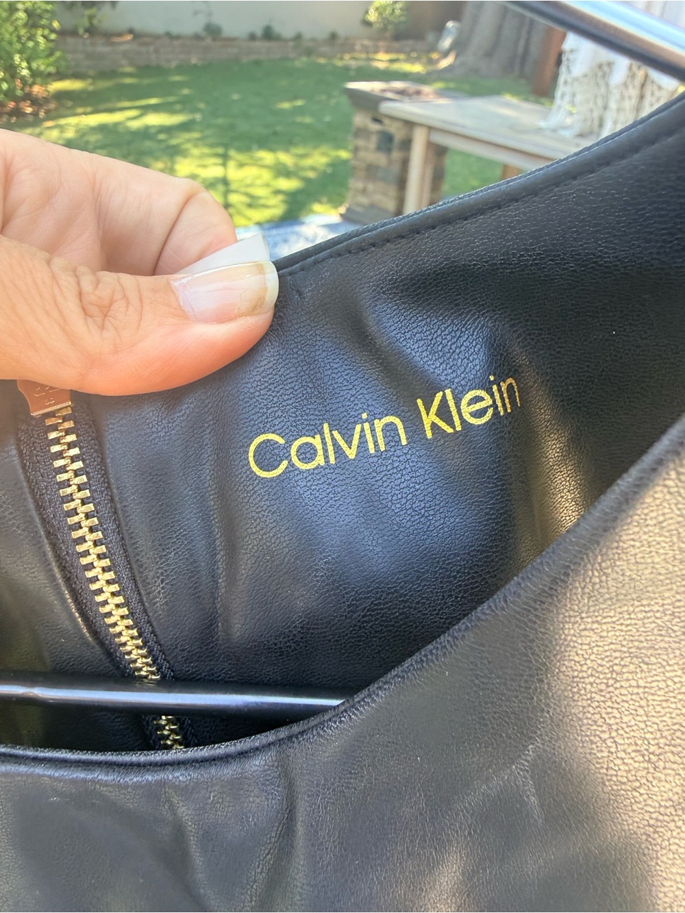 Calvin Klein Black Leather Crossbody with Gold Logo